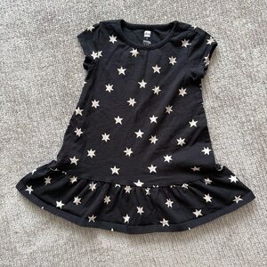 Tea Collection Black Star Print Ruffle Hem Dress Size 3